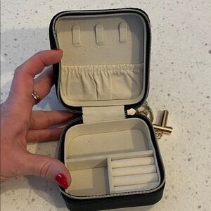 Compact Cream Jewelry Case with Keychain